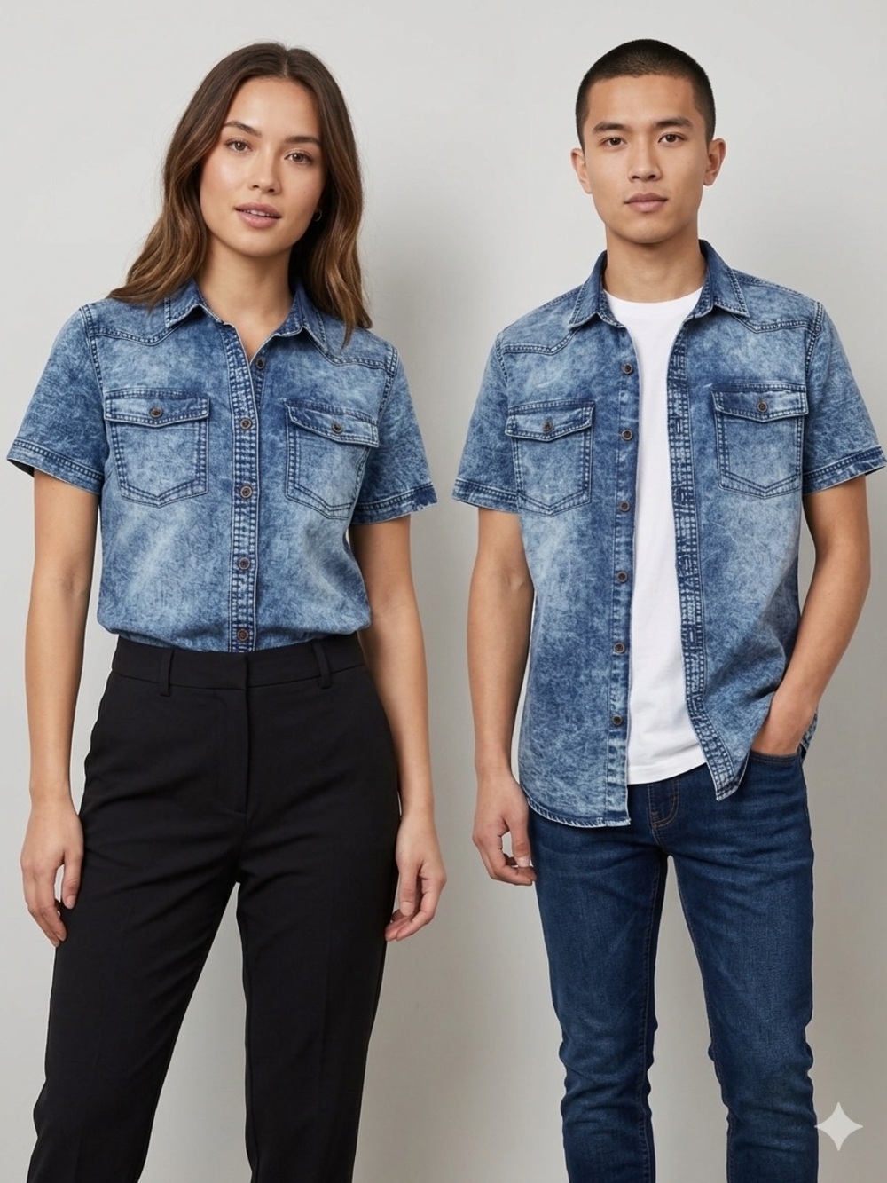 NWOT Box Raw Denim Short Sleeve Shirt - Washed Blue